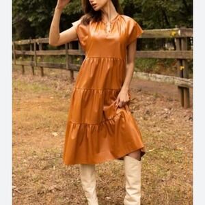 NWT Alden Adair Faux Leather Midi Dress / NEVER WORN / Size XS